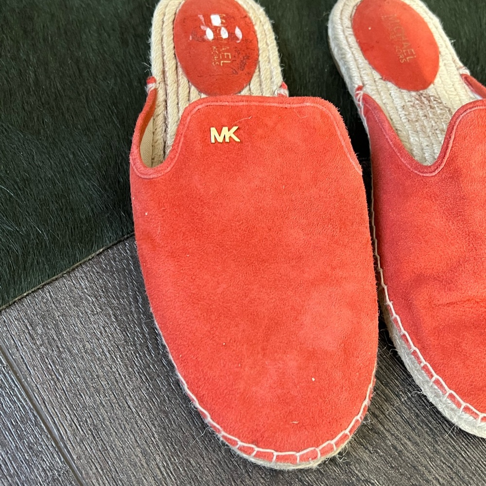 Michael Kors orange suede espadrilles slides - Picture 3 of 8